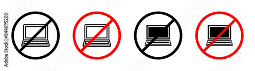 No laptop use sign indicating restriction on using laptops in this zone