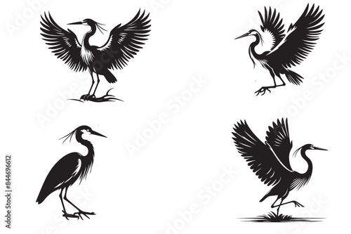 heron silhouette vector illustration