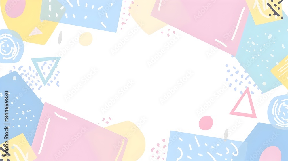 Vibrant Pastel Geometric and Cartoonish Border Design With Blank Space for Mockup Vibrant Pastel Geometric and Cartoonish Border Design With Blank Space for Mockup