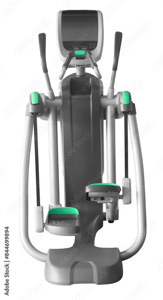 Elliptical trainer exercise machine gym equipment for physical training isolated on white background. Workout concept of body wellness Elliptical trainer exercise machine gym equipment for physical training isolated on white background. Workout concept of body wellness