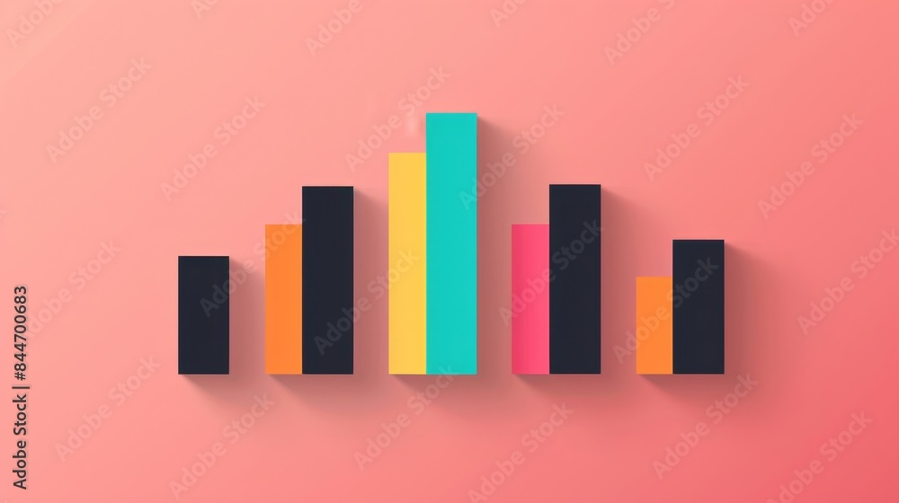 A colorful bar chart with a black line in the middle A colorful bar chart with a black line in the middle