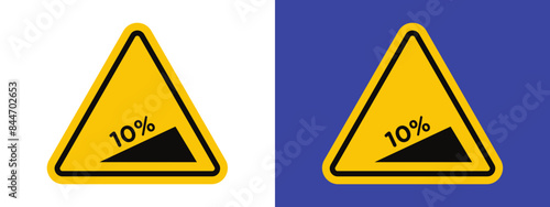 Warning about steep slope ahead indicating sharp incline on the path