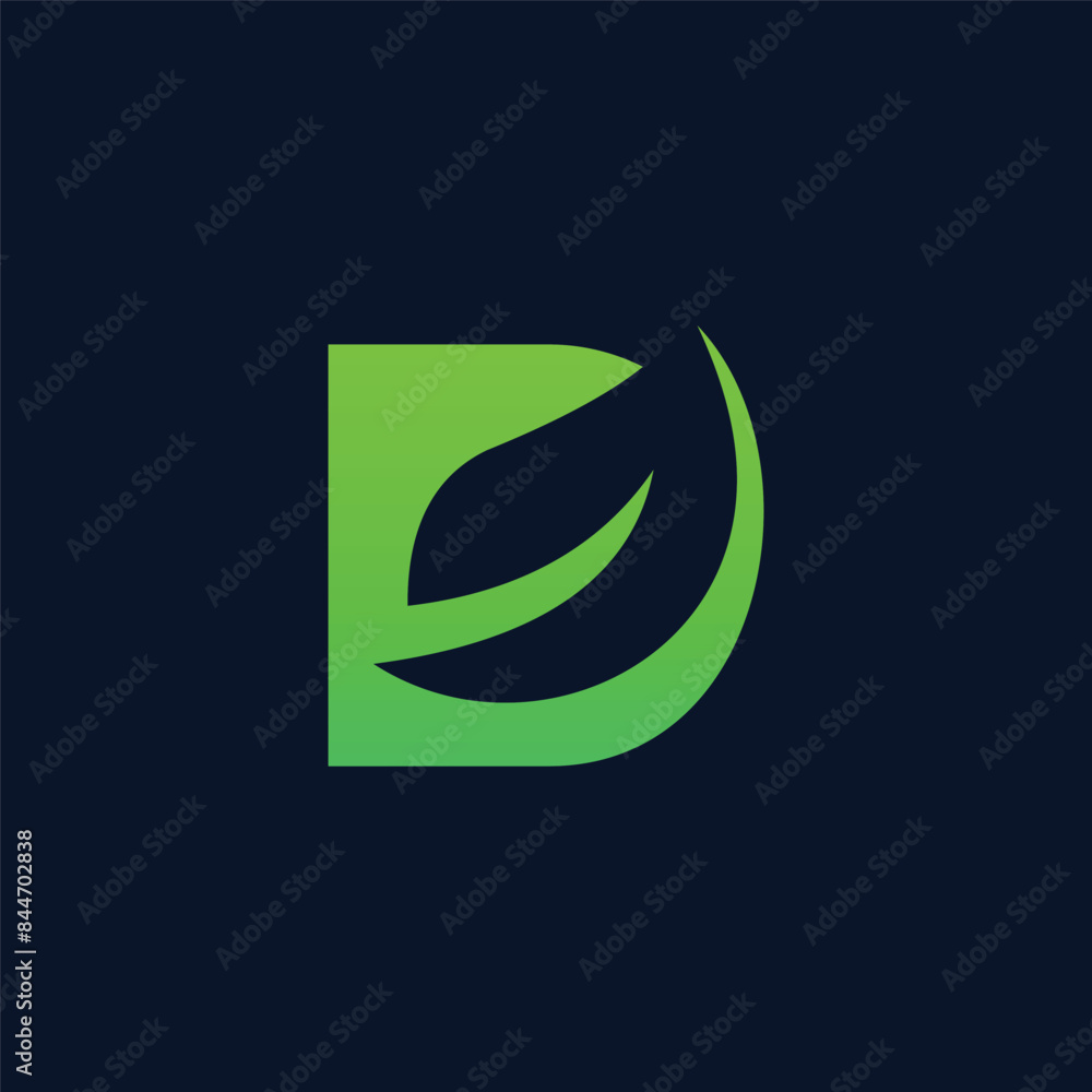 letter D and leaf logo vector abstract gradient letter D and leaf logo vector abstract gradient