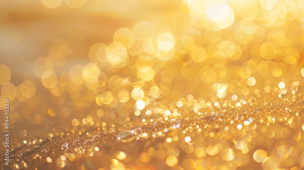 Defocused background of bright shimmering gold hues reminiscent of a sunset sky. . Defocused background of bright shimmering gold hues reminiscent of a sunset sky. .