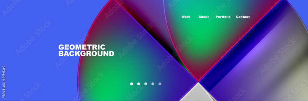 Naklejka premium Round triangles and squares web site page template. Vector Illustration For Wallpaper, Banner, Background, Card, Book Illustration, landing page
