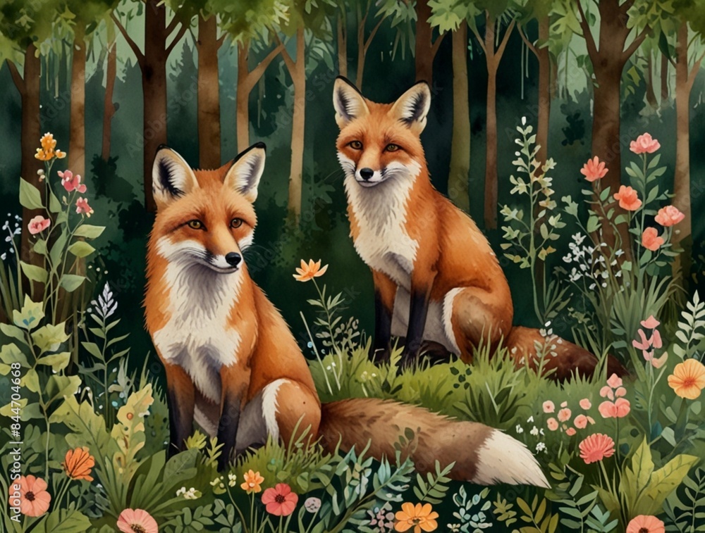 Fototapeta premium red fox in the forest