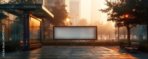 Wallpaper Mural An early morning view of a city bus stop Torontodigital.ca