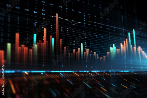 Banner with abstract financial charts uptrend line chart