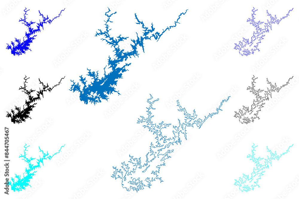 Lake Lanier Reservoir (United States of America, North America, us, usa, Georgia) map vector illustration, scribble sketch Sidney Lanier or Buford Dam map Lake Lanier Reservoir (United States of America, North America, us, usa, Georgia) map vector illustration, scribble sketch Sidney Lanier or Buford Dam map