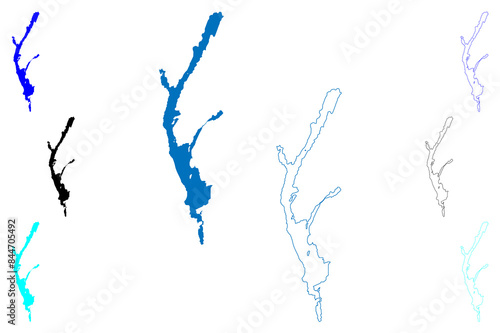 Lake Memphremagog (Canada, United States, North America, us) map vector illustration, scribble sketch Lac Memphrémagog map