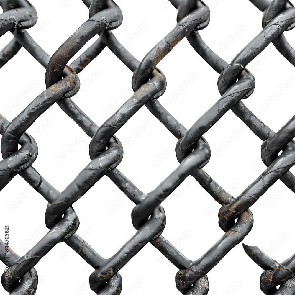 Close-up of a black metal chain-link fence with an industrial look, showing weathered and rusty sections for a textured background. Close-up of a black metal chain-link fence with an industrial look, showing weathered and rusty sections for a textured background.