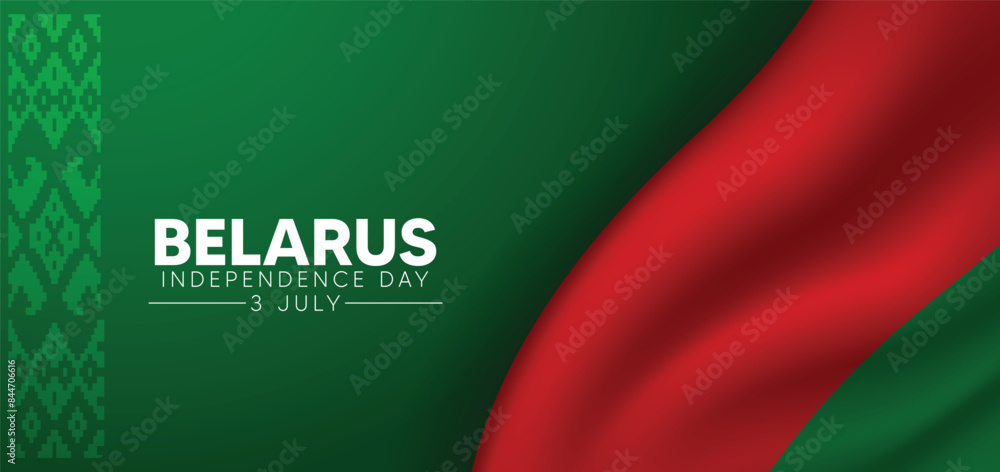 Belarus Independence Day 3 July waving flag vector poster