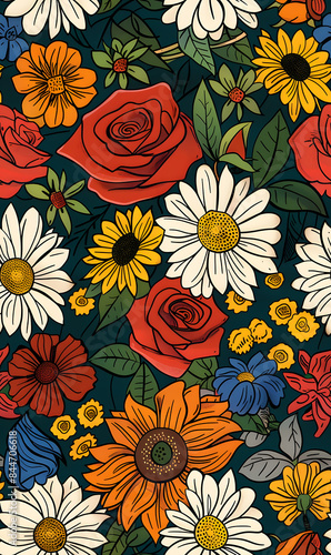 Wallpaper Mural Seamless pattern of flower. Torontodigital.ca