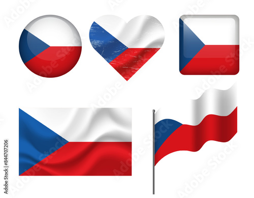 Czech Republic flag - set of icons. Vector flag of Czech, symbol. Set of Czech flags - button, waved, heart. Free Download Czech Republic flag - set of icons. Vector flag of Czech, symbol. Set of Czech flags - button, waved, heart. - GFXLoad