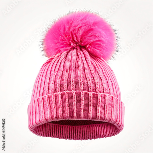 pink winter hat isolated on white background