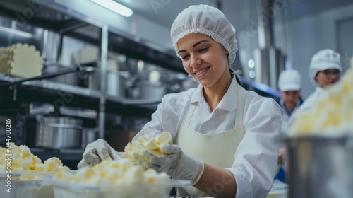 Workers at a Milk Processing Factory