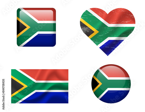 South Africa flag set of icons. Vector flag of South Africa, symbol. Set of African flags button, waved, heart. Free Download South Africa flag set of icons. Vector flag of South Africa, symbol. Set of African flags button, waved, heart. - GFXLoad