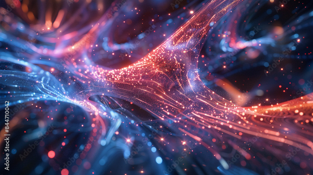 Naklejka premium A visualization of quantum entanglement illustrating the interconnectedness of quantum particles across vast distances a phenomenon that forms the basis of quantum