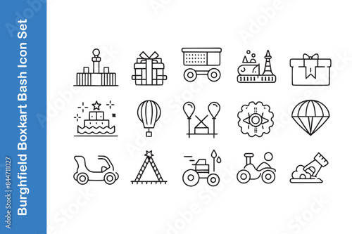 Burghfield boxkart bash day icon set with vector. 