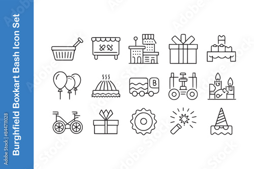 Burghfield boxkart bash day icon set with vector. 