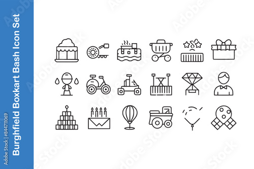 Burghfield boxkart bash day icon set with vector. 