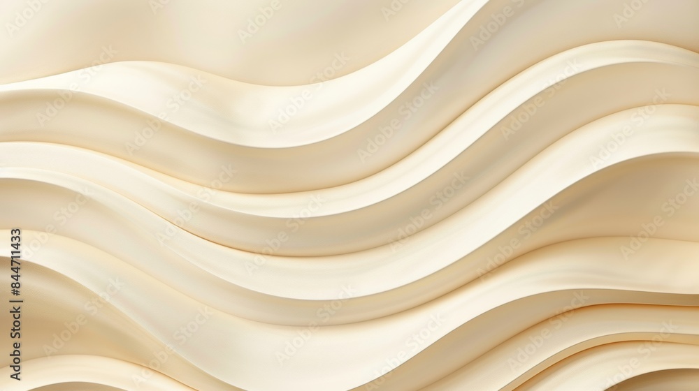 Obraz premium This image showcases smooth, flowing, beige waves creating an abstract, elegant background, perfect for web design, modern art, or interior decoration themes.