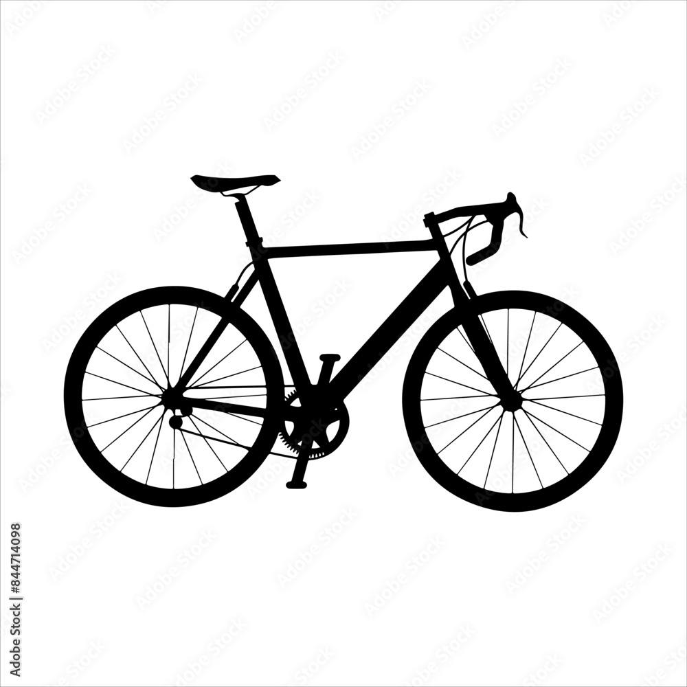 Fototapeta premium Sports bicycle side view silhouette isolated on white background. Bicycle icon vector illustration design.