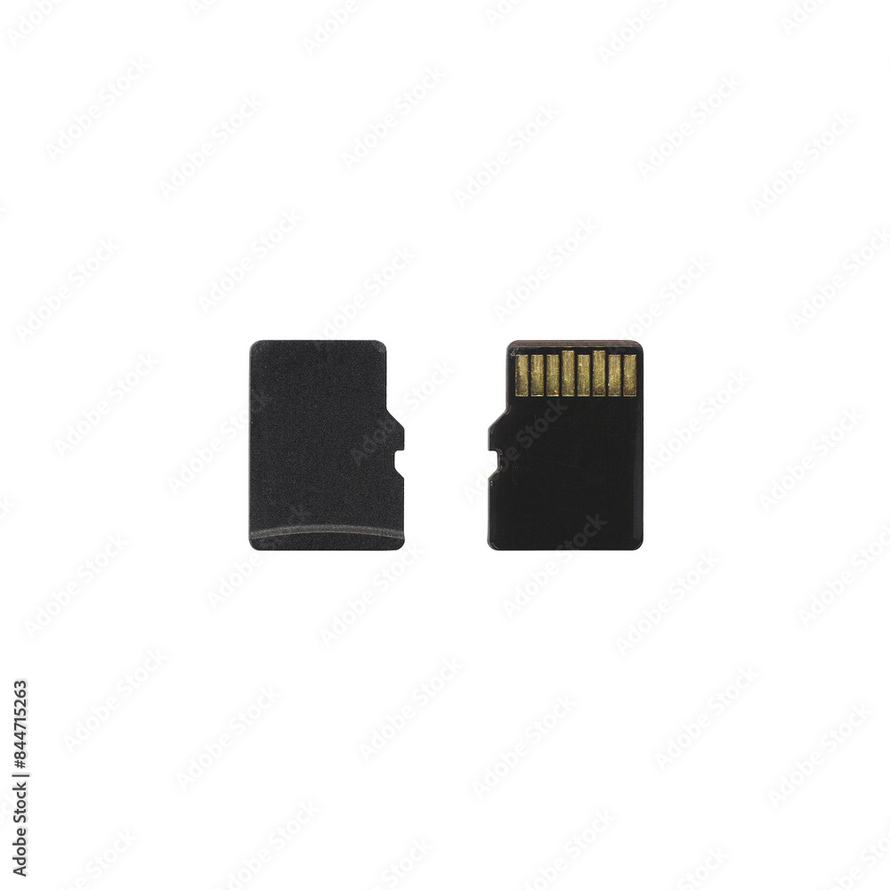 isolated mockup micro SD card with empty space for image and text, front and back sides, black color isolated mockup micro SD card with empty space for image and text, front and back sides, black color