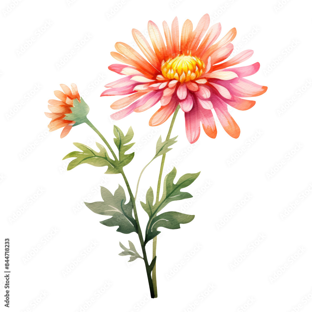 Obraz premium bouquet of flowers watercolor isolated on transparent background cutout
