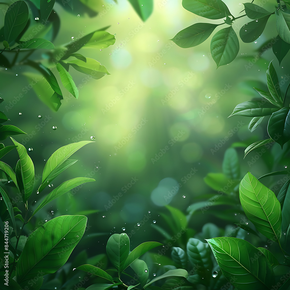 Natural Elegance: Wooden Table Against Green Wall with Sunlight and Leaf Shadows, Blurred Indoor Greenery Foreground Natural Elegance: Wooden Table Against Green Wall with Sunlight and Leaf Shadows, Blurred Indoor Greenery Foreground