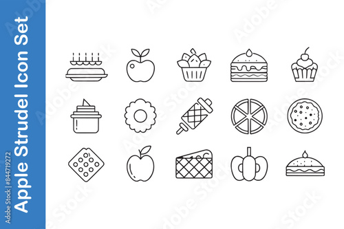 Apple strudel day icon set