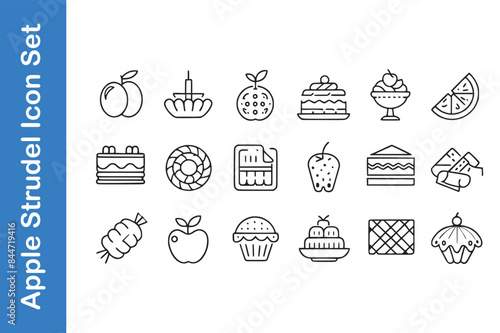 Apple strudel day icon set