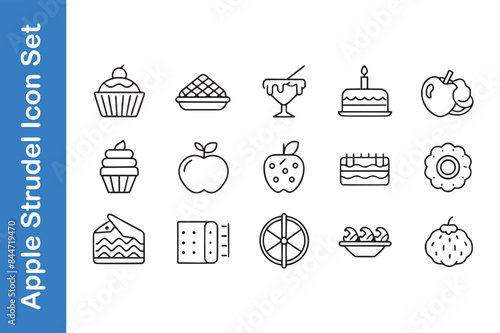 Apple strudel day icon set