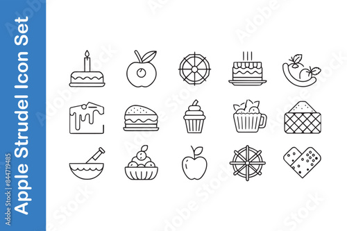 Apple strudel day icon set