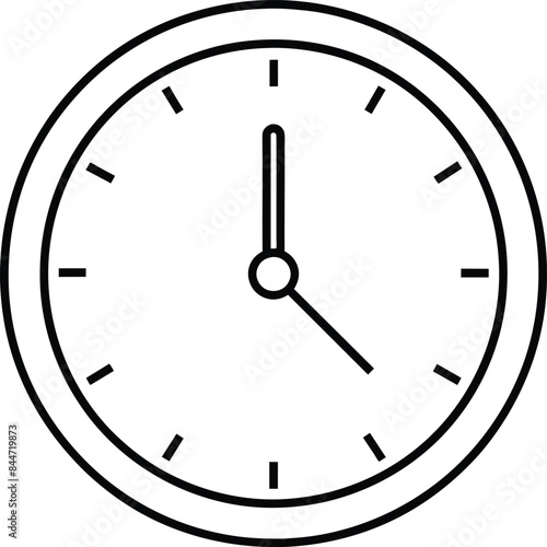 black and white clock outline isolated on white background eps 10