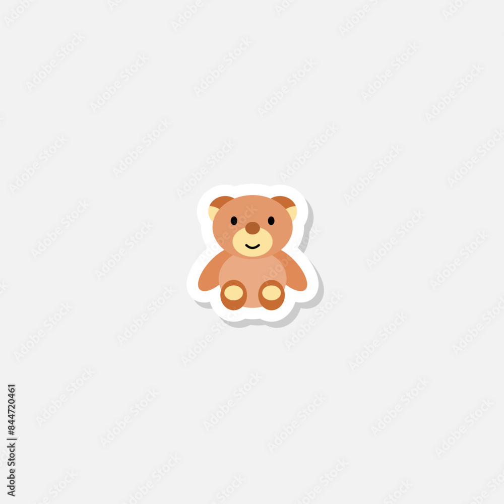 Sticker of a cartoon teddy bear isolated on gray background Sticker of a cartoon teddy bear isolated on gray background