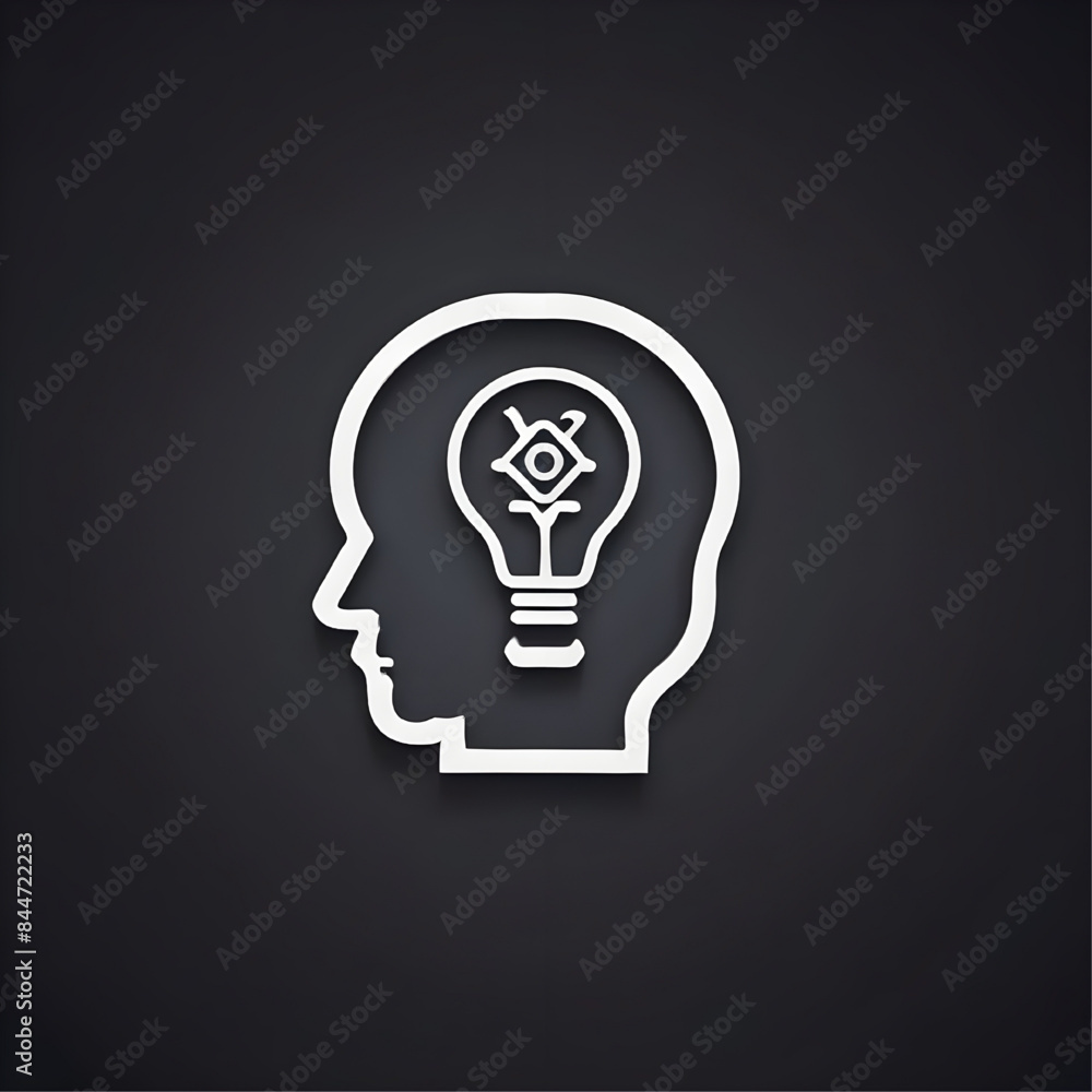 icon of light bulb idea in human brain, isolated on black background, vector ready for design icon of light bulb idea in human brain, isolated on black background, vector ready for design