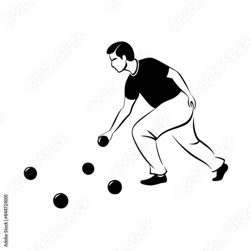 Illustration of a person playing lawn bowling.