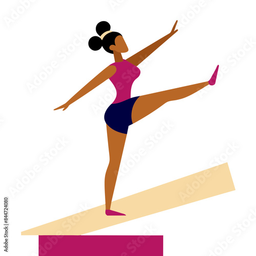 Graceful Gymnast Performing on Balance Beam - demonstrating balance and elegance