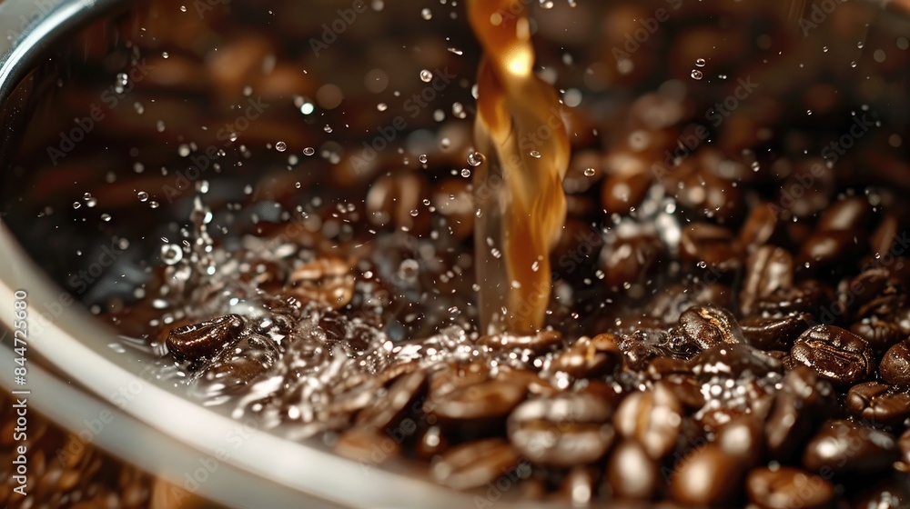Strong coffee made by forcing hot water through finely ground roasted coffee beans Strong coffee made by forcing hot water through finely ground roasted coffee beans