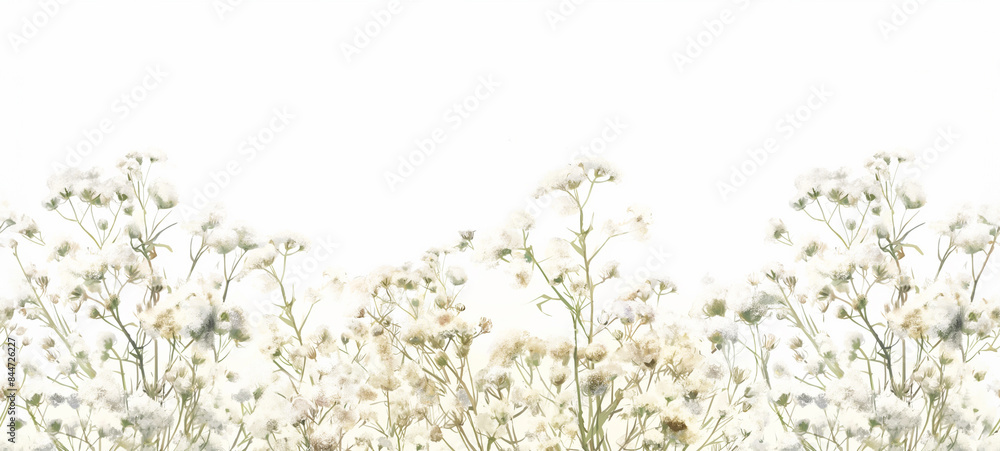 Obraz premium Seamless Horizontal Watercolor Baby's-breath isolated on background 