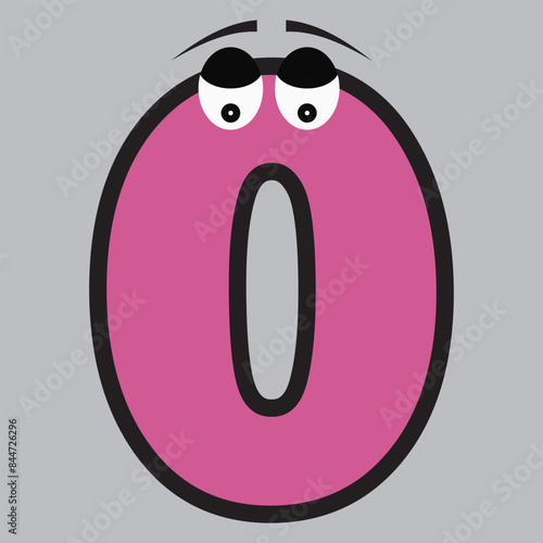 Number 0 Cartoon Character. Cute funny number zero character with white background. vector illustration