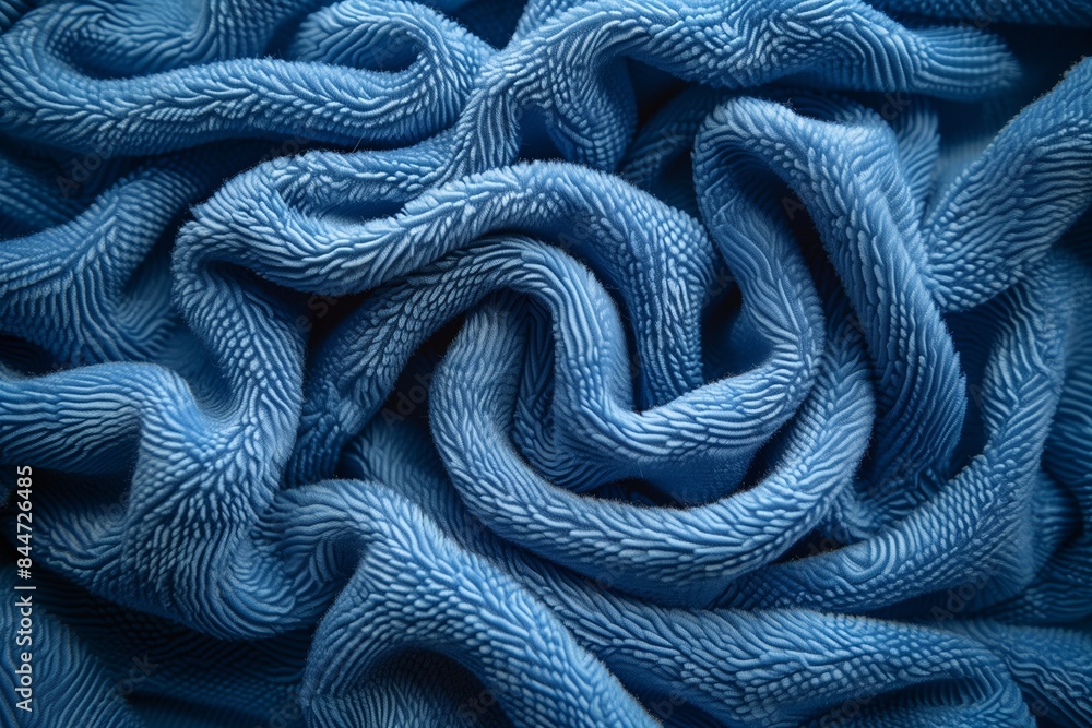 Close-up Blue Microfiber Fabric Texture Macro Photography Close-up Blue Microfiber Fabric Texture Macro Photography