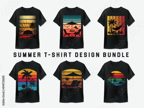 Retro Style Summer t-shirt design bundle for men and women.Custom t-shirt design.