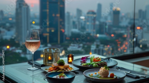 Wallpaper Mural The cityscape turns into a hazy dream as the camera focuses on the intricately plated dishes that sit on the table. In the midst of the bustling urban landscape this rooftop bar offers . Torontodigital.ca