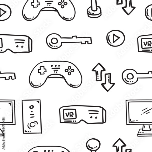 game icon seamless pattern in hand drawn style pattern background