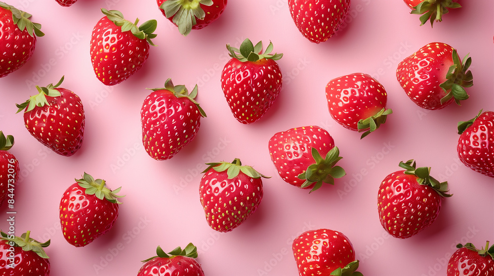 A close up of a bunch of red strawberries with water droplets on them. Concept of freshness and natural beauty A close up of a bunch of red strawberries with water droplets on them. Concept of freshness and natural beauty