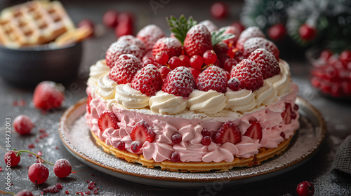 Wallpaper Mural Christmas Valentines day or Mothers day strawberry cake Torontodigital.ca