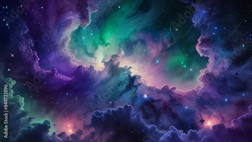 Beautiful nebulae and stars in the night sky. Supernova background wallpaper © Shamim Akhtar