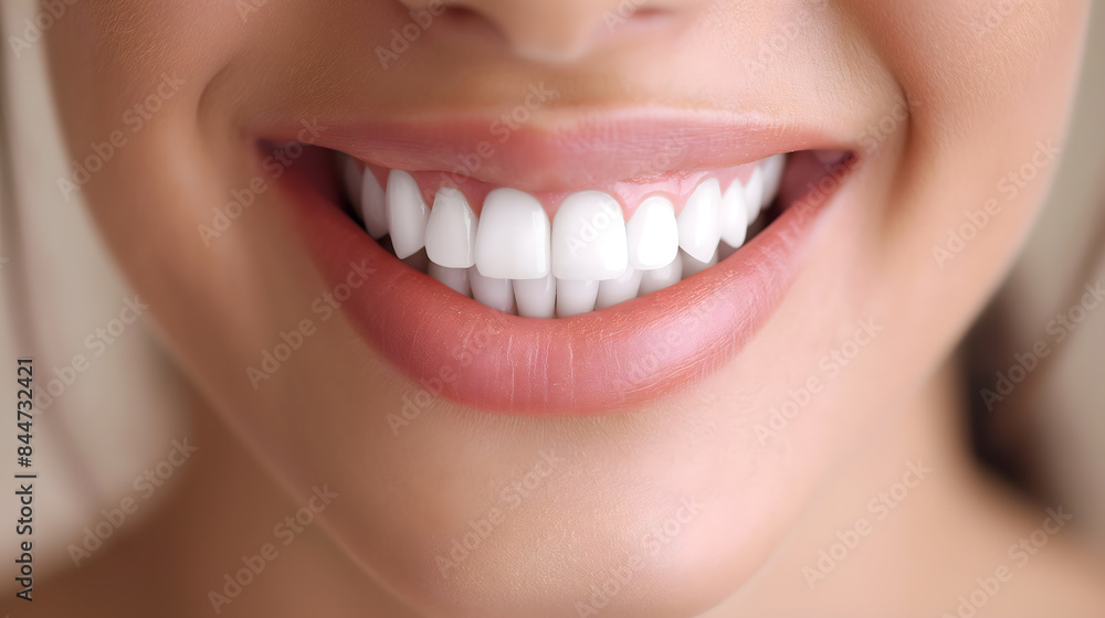 Fototapeta premium Close-up of a Beautiful Smile Showing White Healthy Teeth